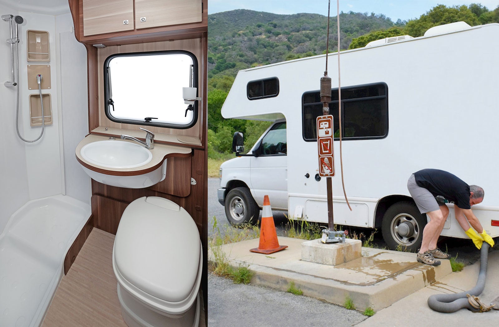 Portable RV/camper toilet and holding tank setup in Salt Lake City, Utah