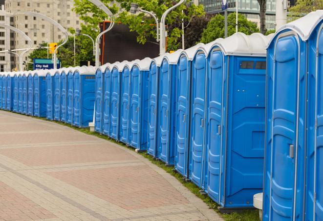 Seasonal porta potty units set up at a Salt Lake City, Utah venue
